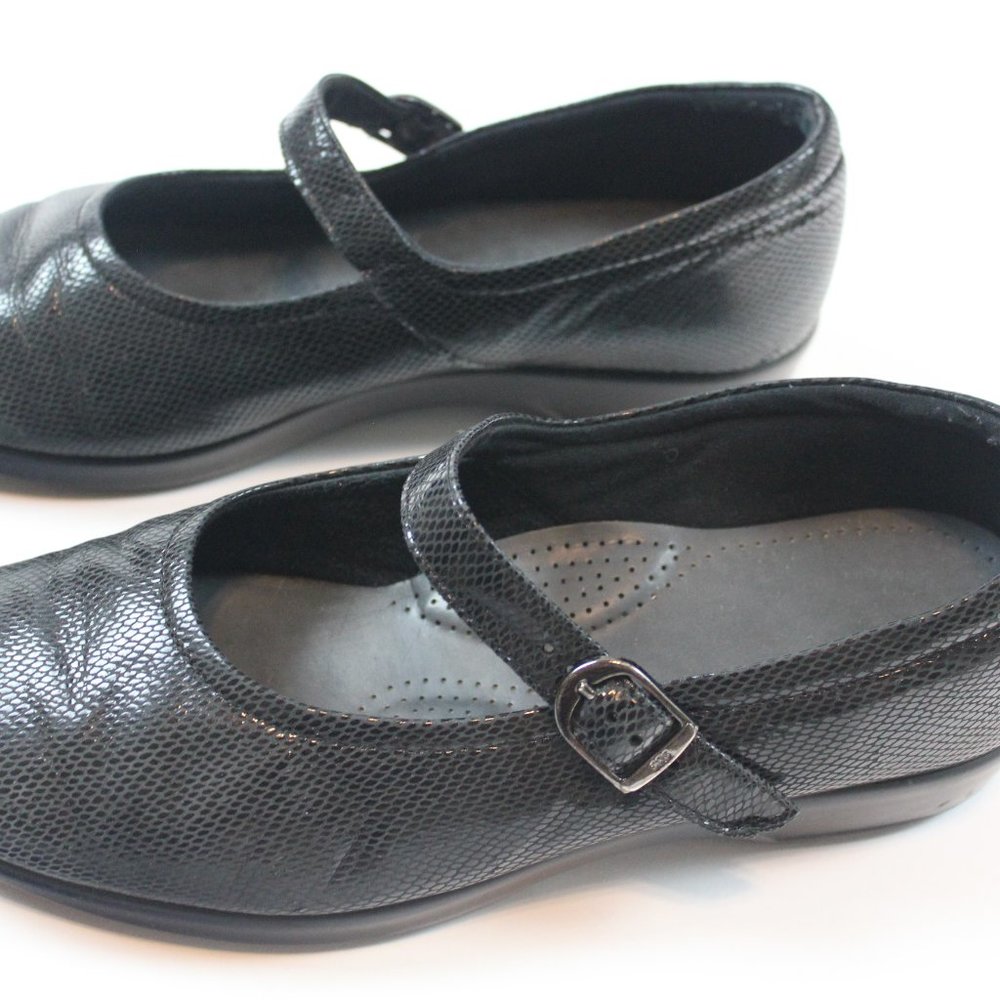 SAS Maria Black Snake Print Leather Mary Jane Comfort Womens Shoes Size 8.5 WW - Picture 4 of 10